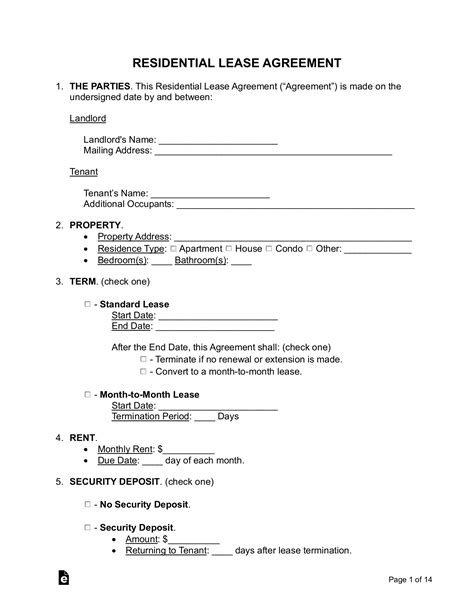Residential Lease Agreement .